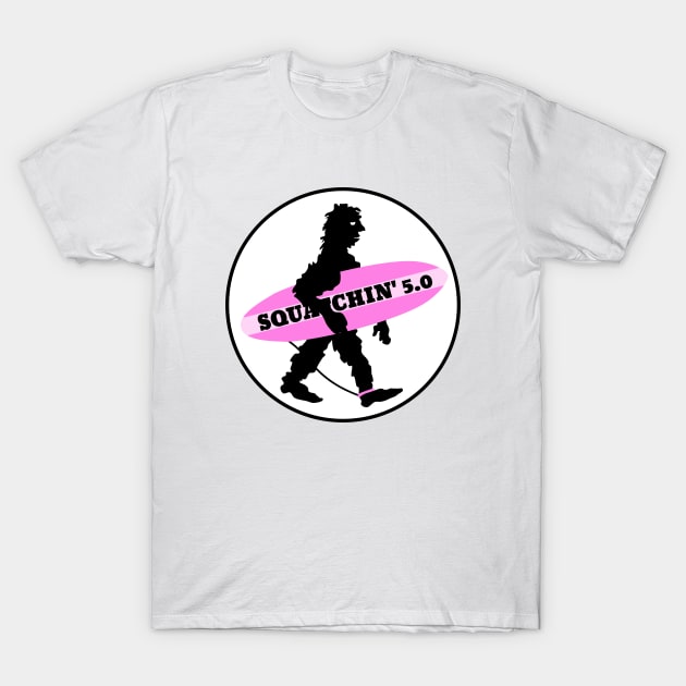 Sasquatch Squatchin' Surfing Bigfoot T-Shirt by mailboxdisco